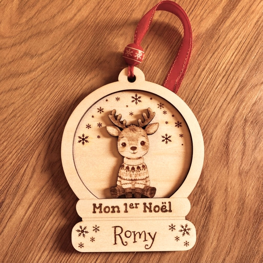 Boule de Noël Mon 1er Noël renne en Bois Personnalisée (Copie)