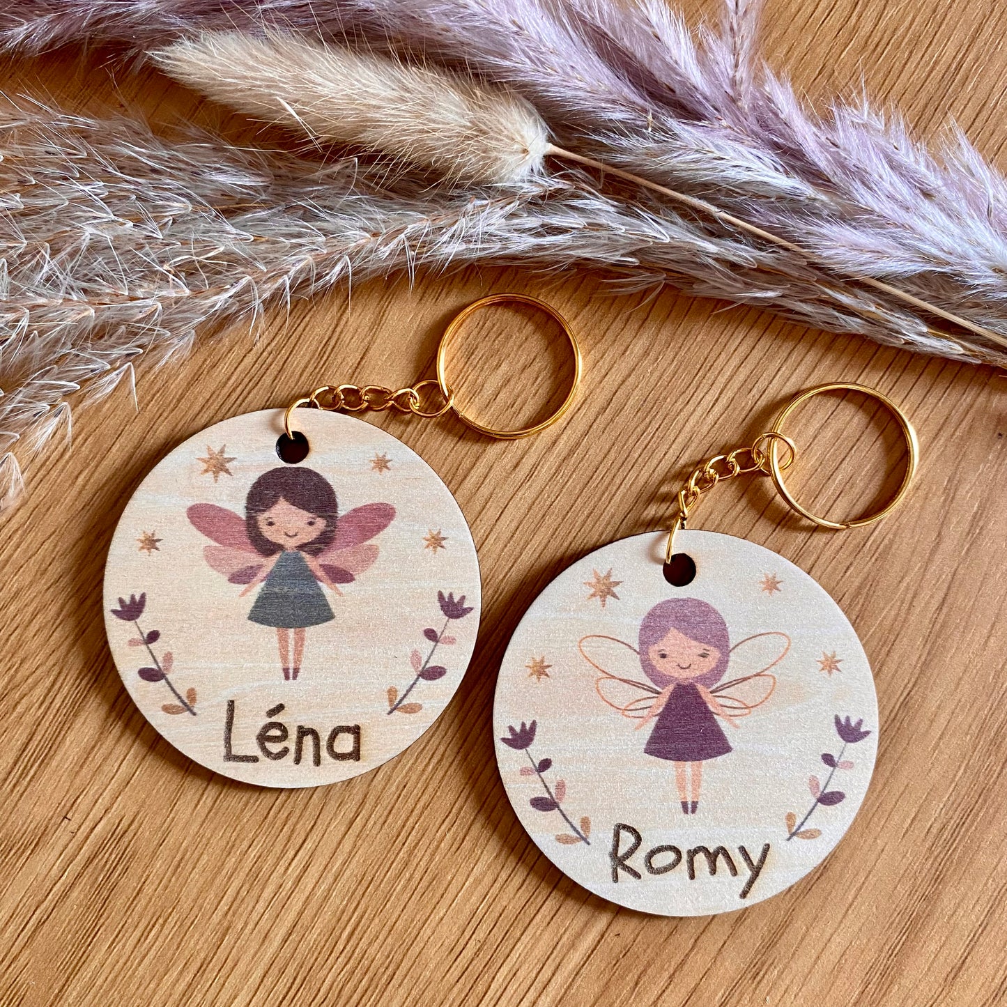 Porte-clés Bois Personnalisé Fée — Bijou de Cartable & Sac Enfant