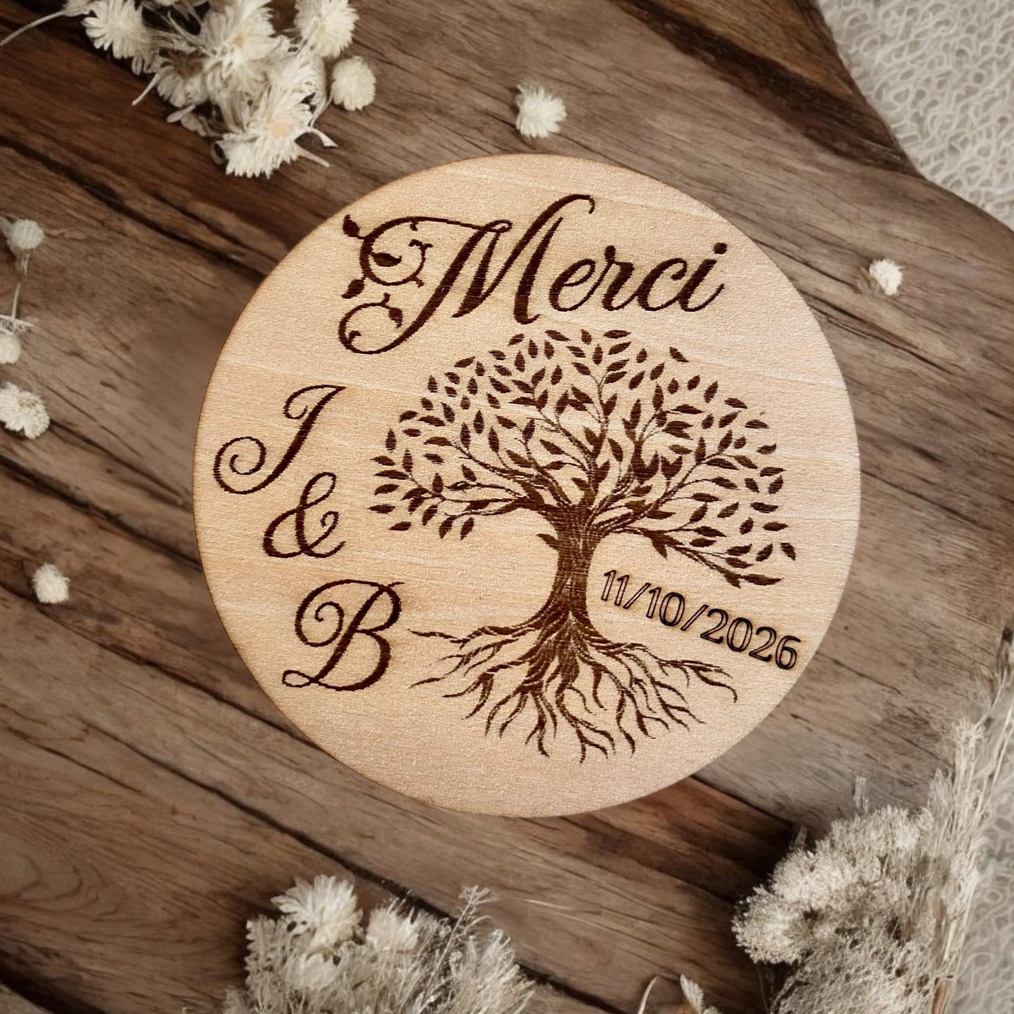 Porte-Alliances en Bois « Arbre de Vie » – Personnalisé pour votre Mariage