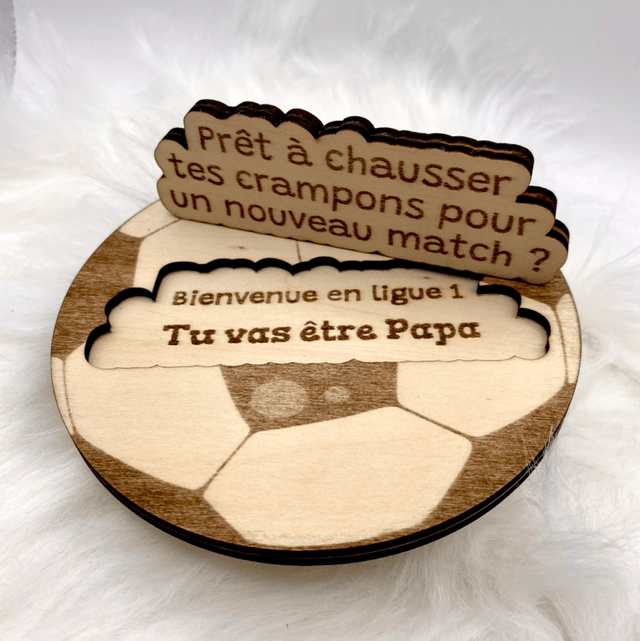 Demande personnalisée parrain - Annonce personnalisée futur papa - ballon de foot en bois
