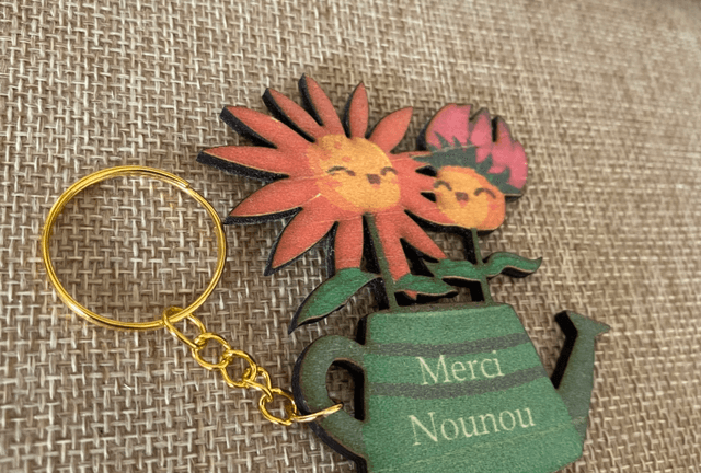 Porte-clés ou Magnet Merci maîtresse ou Merci Nounou