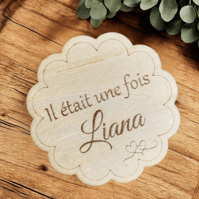 Carte bébé bois - Carte naissance bois personnalisée 