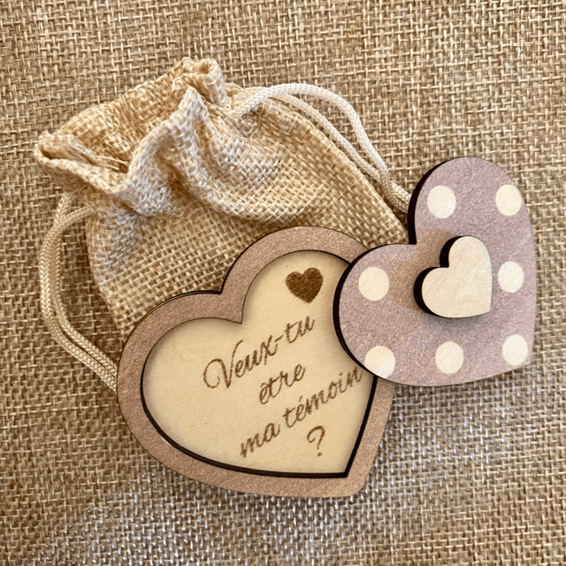 Boîte cœur en bois personnalisée – Cadeau original pour demande spéciale ou annonce naissance
