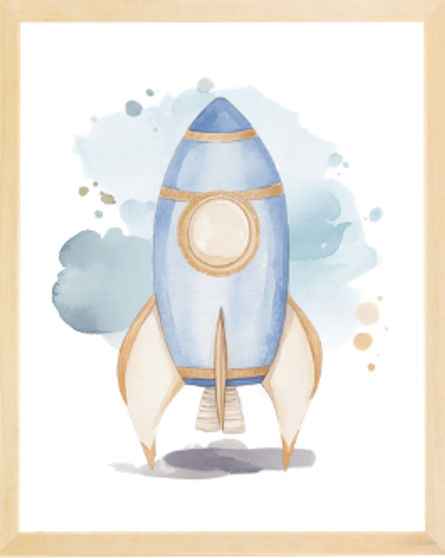 Lot de 3 affiches ourson thème espace fusée pour chambre bébé fichiers numériques Png Pdf
