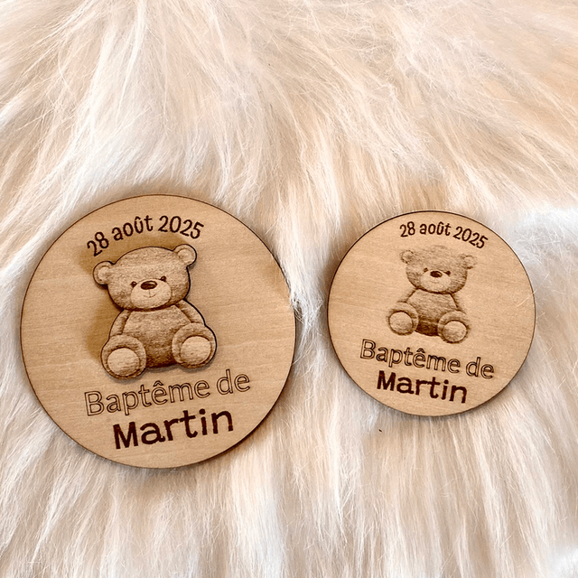 Bapteme thème ourson - Magnet, marque place, etiquettes