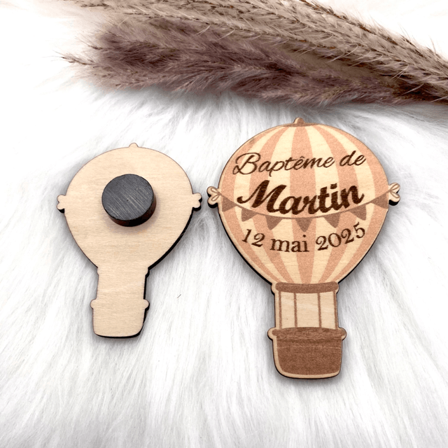 Baptême thème montgolfière - Magnet, marque-place, étiquettes