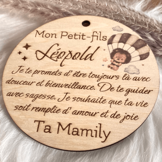 Carte en bois pour petit-fils petite fille… cadeau naissance, baptême 