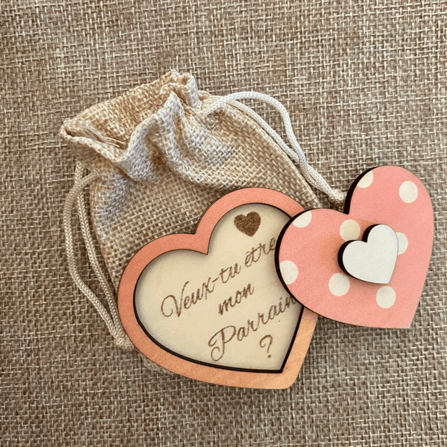 Boîte cœur en bois personnalisée – Cadeau original pour demande spéciale ou annonce naissance