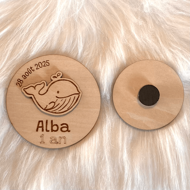 Baptême thème marin baleine - Magnet, marque-place, etiquettes