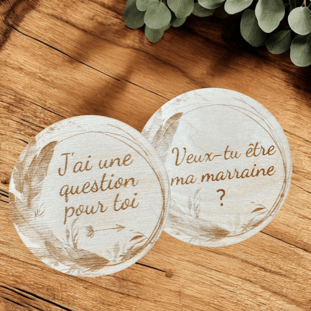 Carte en bois personnalisée pour annoncer une grossesse recto-verso