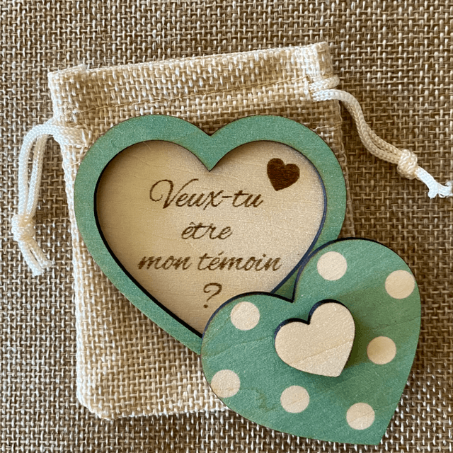 Boîte cœur en bois personnalisée – Cadeau original pour demande spéciale ou annonce naissance