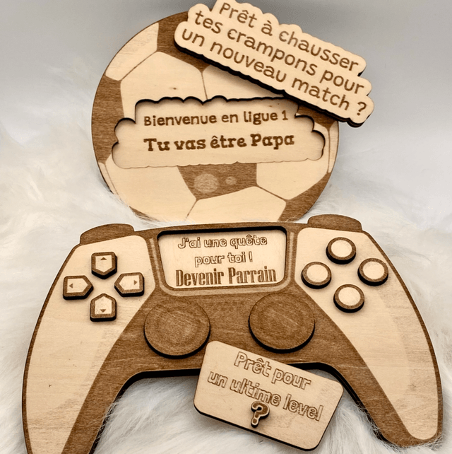Manette Gaming Personnalisée – Annonce Surprise Papa, Parrain, Témoin