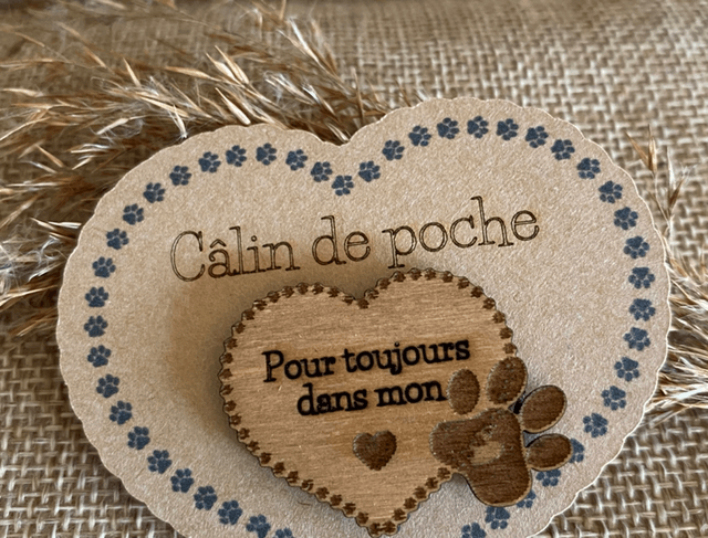 Cœur en bois souvenir, décès chien, décès chat, décès animal de compagnie. 