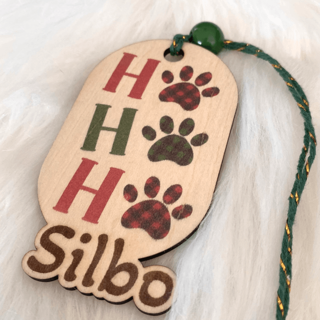 Décoration de Noël personnalisée chien – Ornement bois avec prénom 