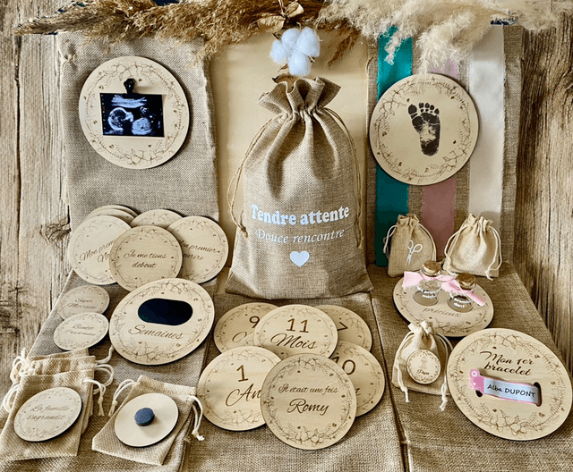 Souvenir fioles pour dent et mèche de cheveux bébé 