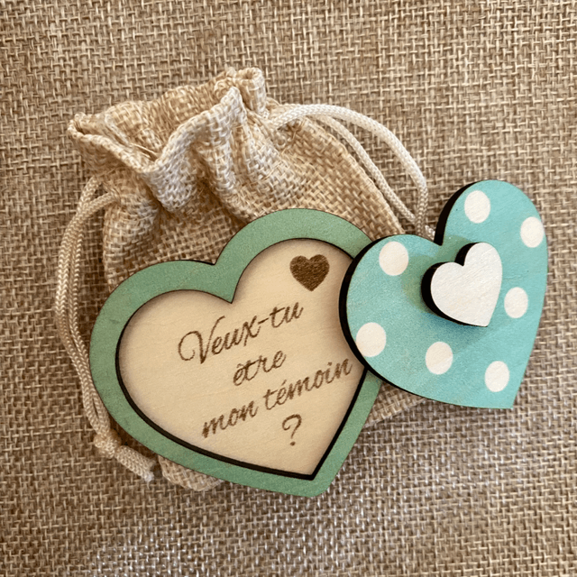 Boîte cœur en bois personnalisée – Cadeau original pour demande spéciale ou annonce naissance
