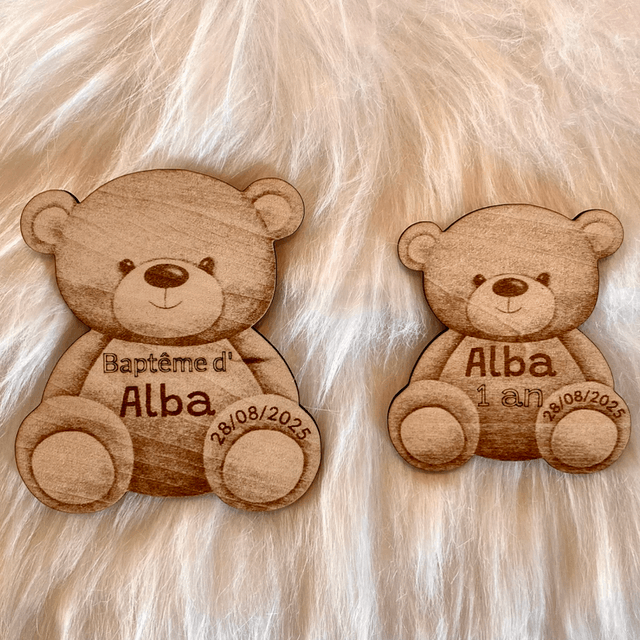 Bapteme thème ourson - Magnet, marque place, etiquettes