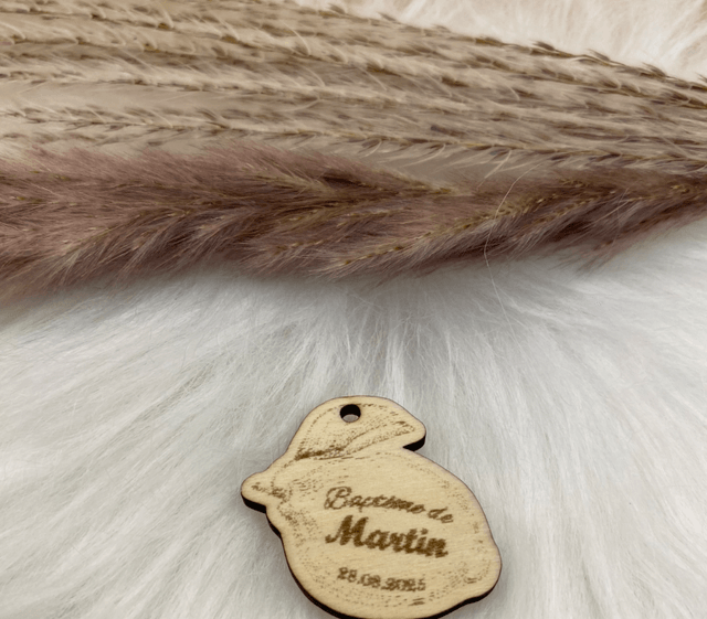 Magnet marque-place citron bois gravé – Cadeau invité personnalisé pour mariage, baptême, communion