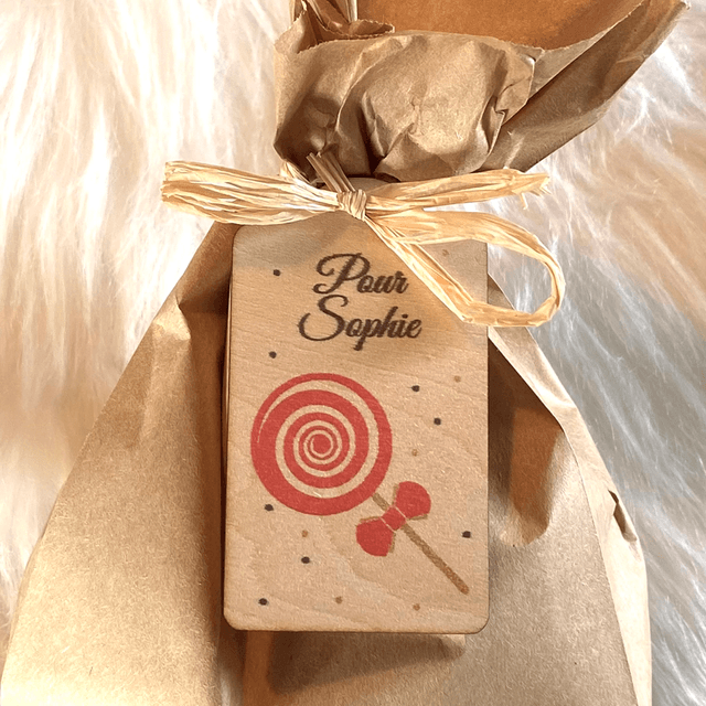 Lot de 6 Étiquettes de Noël en bois personnalisées – Décoration festive avec prénom