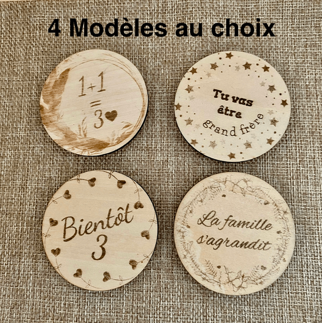 Carte échographie en bois - Cadre photo echographie