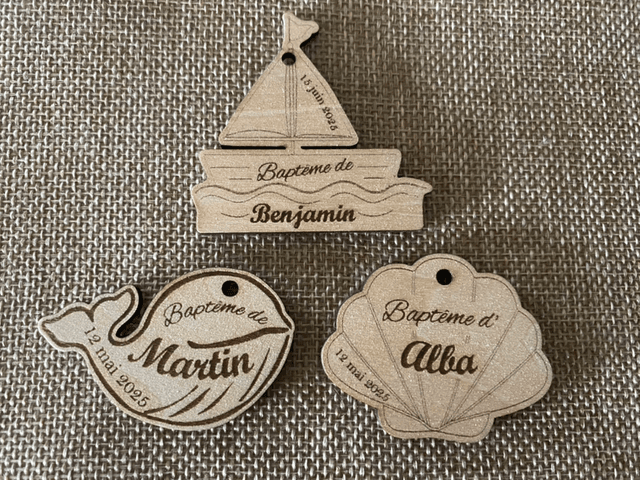 Etiquettes bois thème mer, marin, océan 