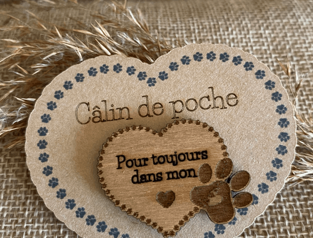 Cœur en bois souvenir, décès chien, décès chat, décès animal de compagnie. 