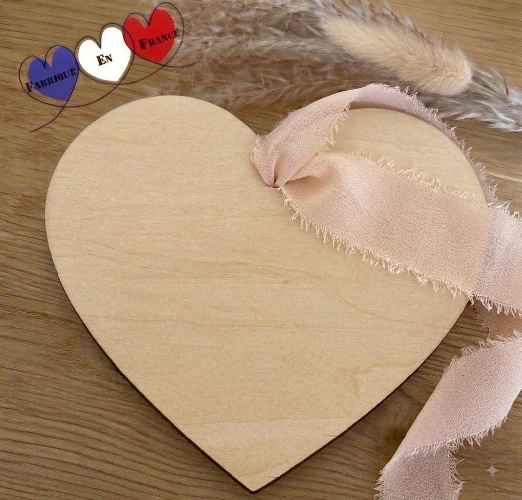 Carte Cœur en Bois – Cadeau Personnalisé (Baptême, Parrain, Marraine)