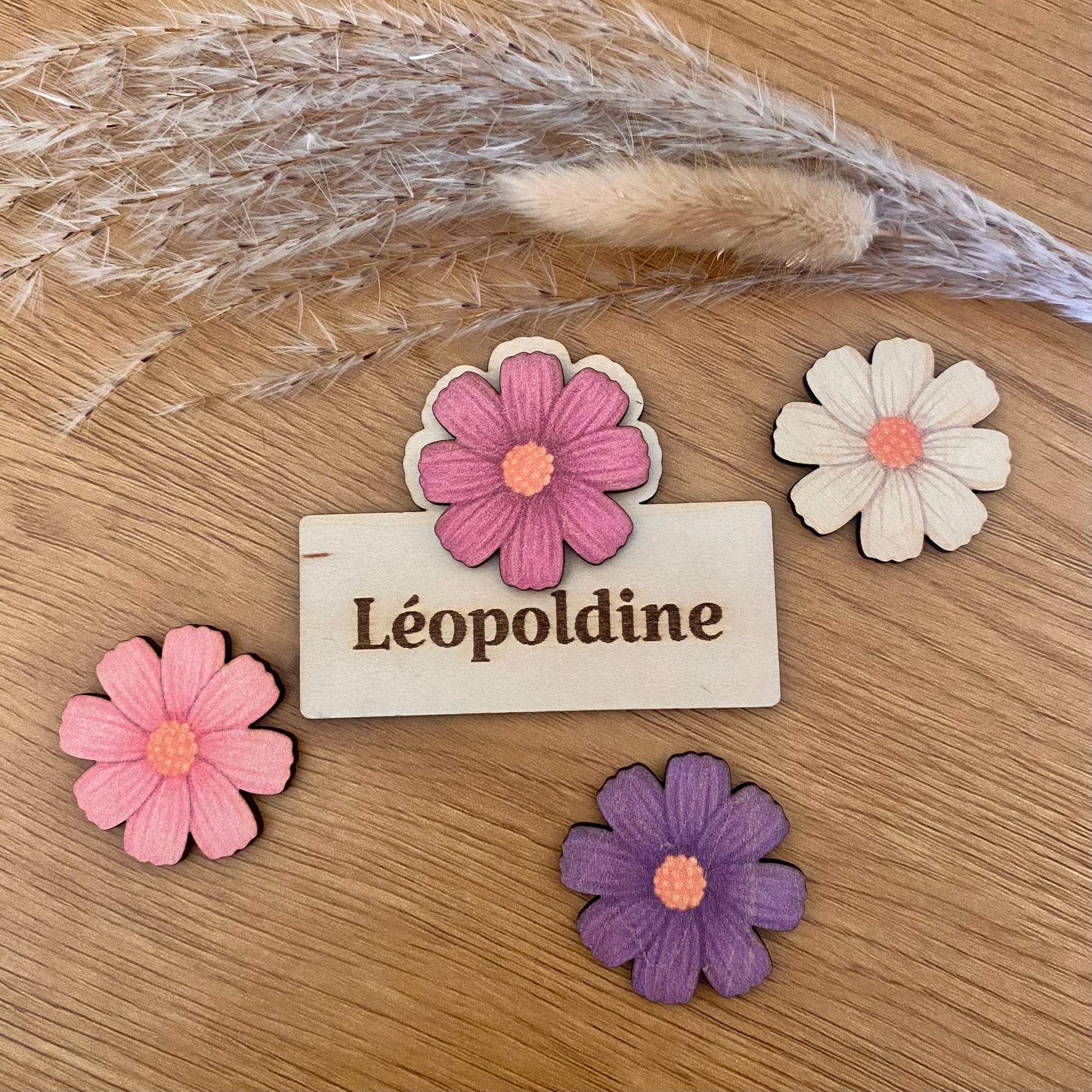 marque places ois personnalisé prénom bébé thème fleurs