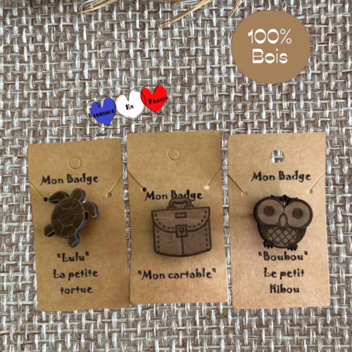 Pin's en Bois Animaux – Broche pour Sac et Vêtements Enfant