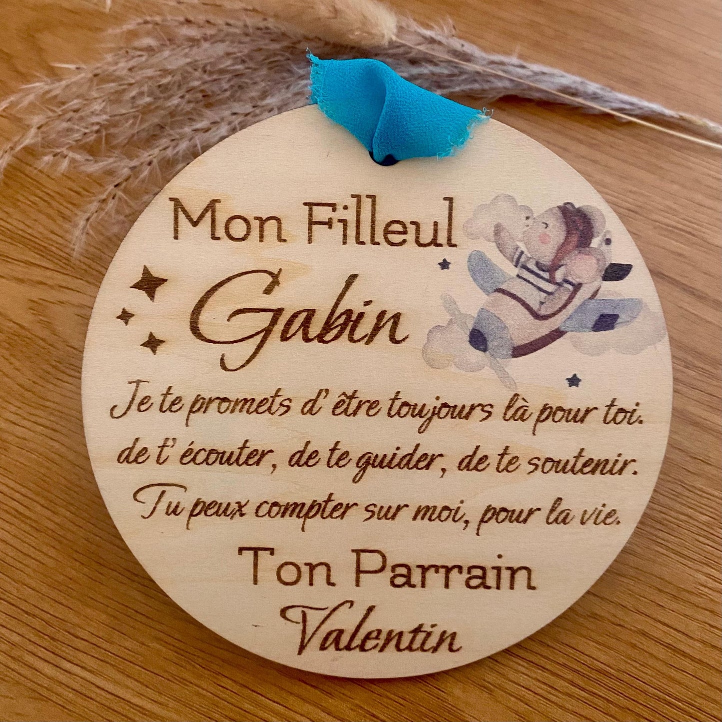 Carte Souvenir en Bois pour Filleule/Filleul – Baptême & Anniversaire