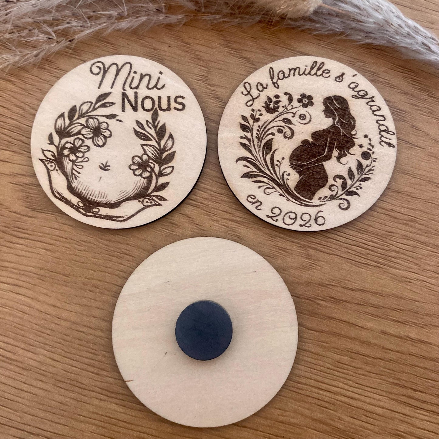 Magnet en Bois « Annonce de Grossesse » – Personnalisé