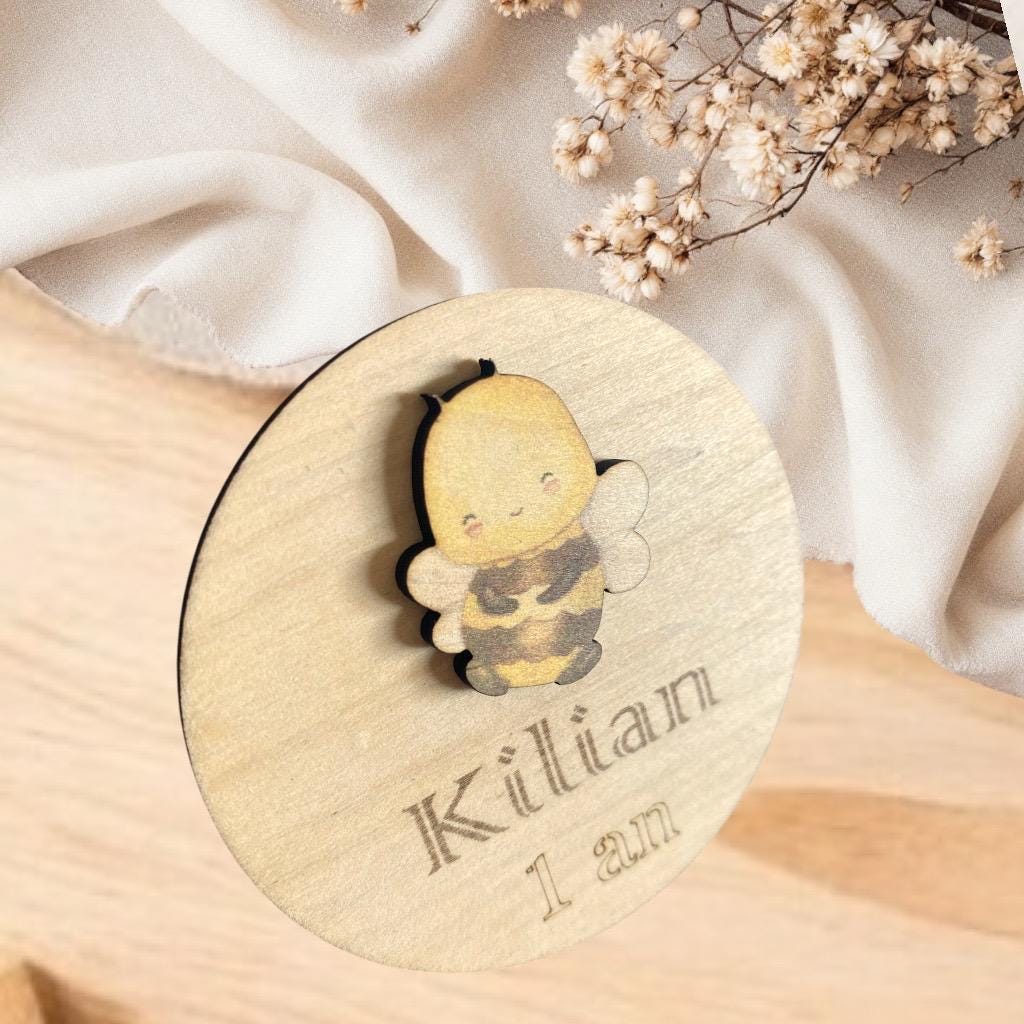 magnet bois motif abeille pour anniversaire enfant