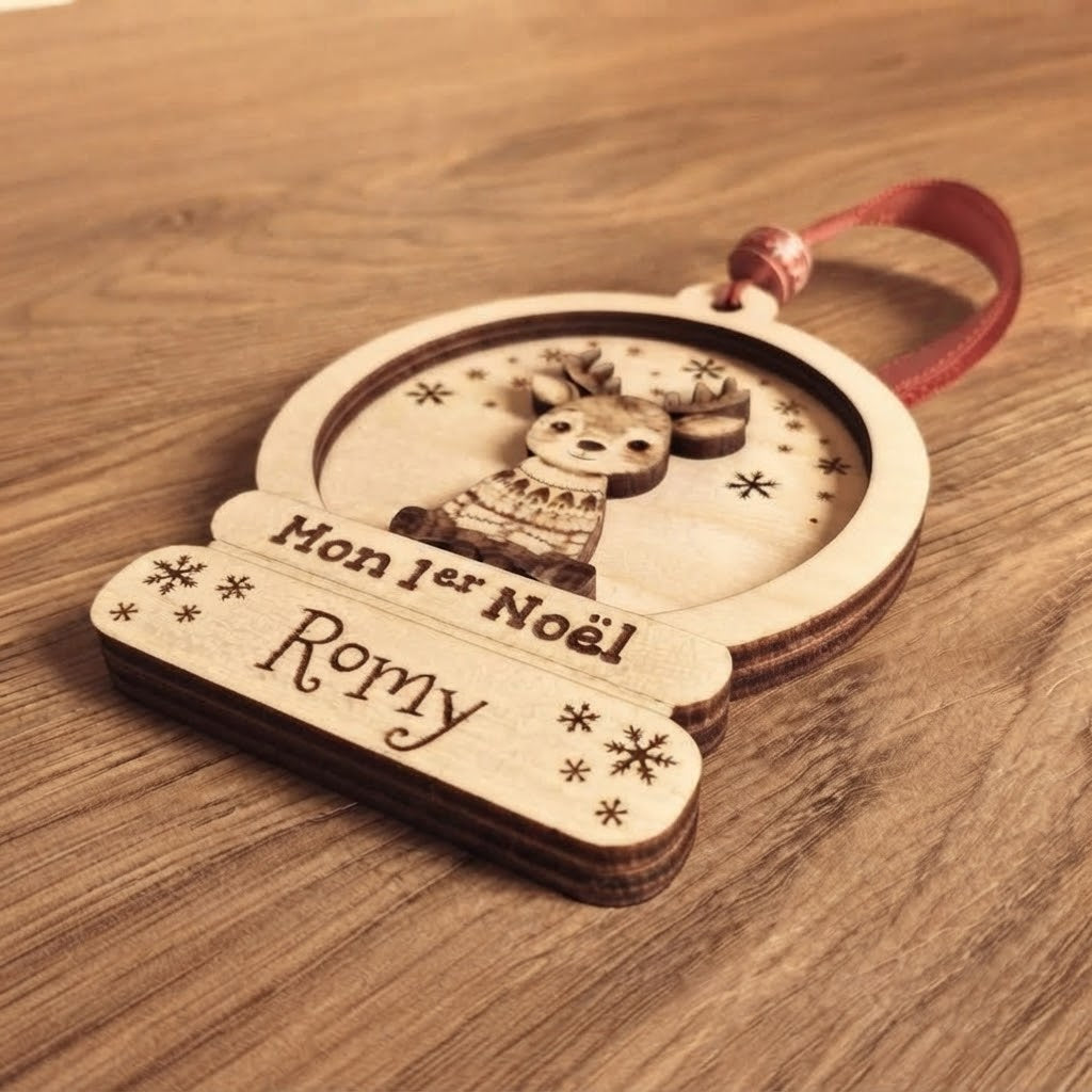 Boule de Noël Mon 1er Noël renne en Bois Personnalisée (Copie)