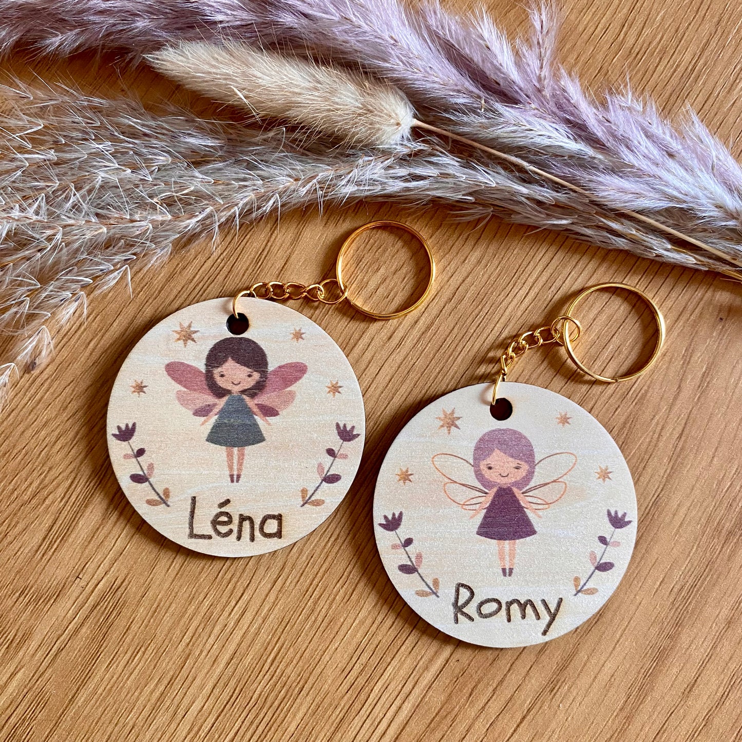 Porte-clés Bois Personnalisé Fée — Bijou de Cartable & Sac Enfant