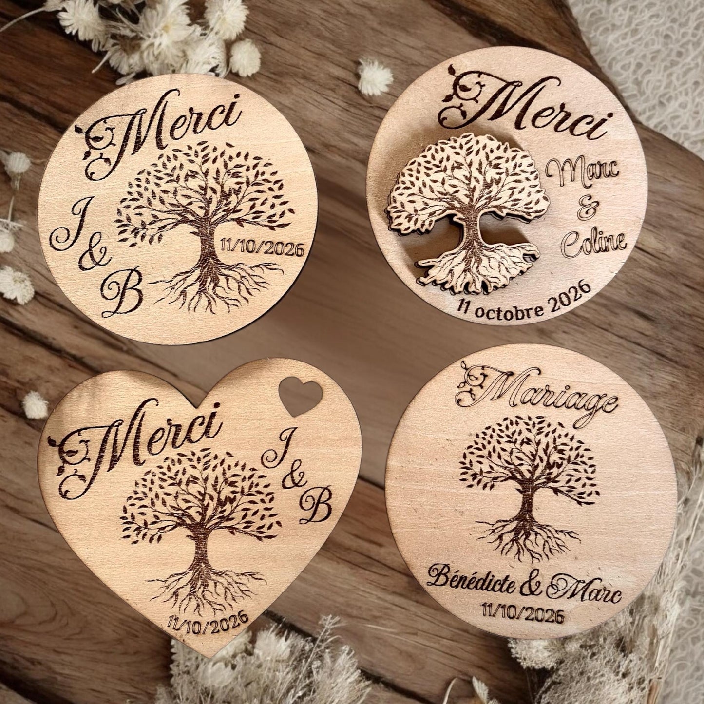 Porte-Alliances en Bois « Arbre de Vie » – Personnalisé pour votre Mariage