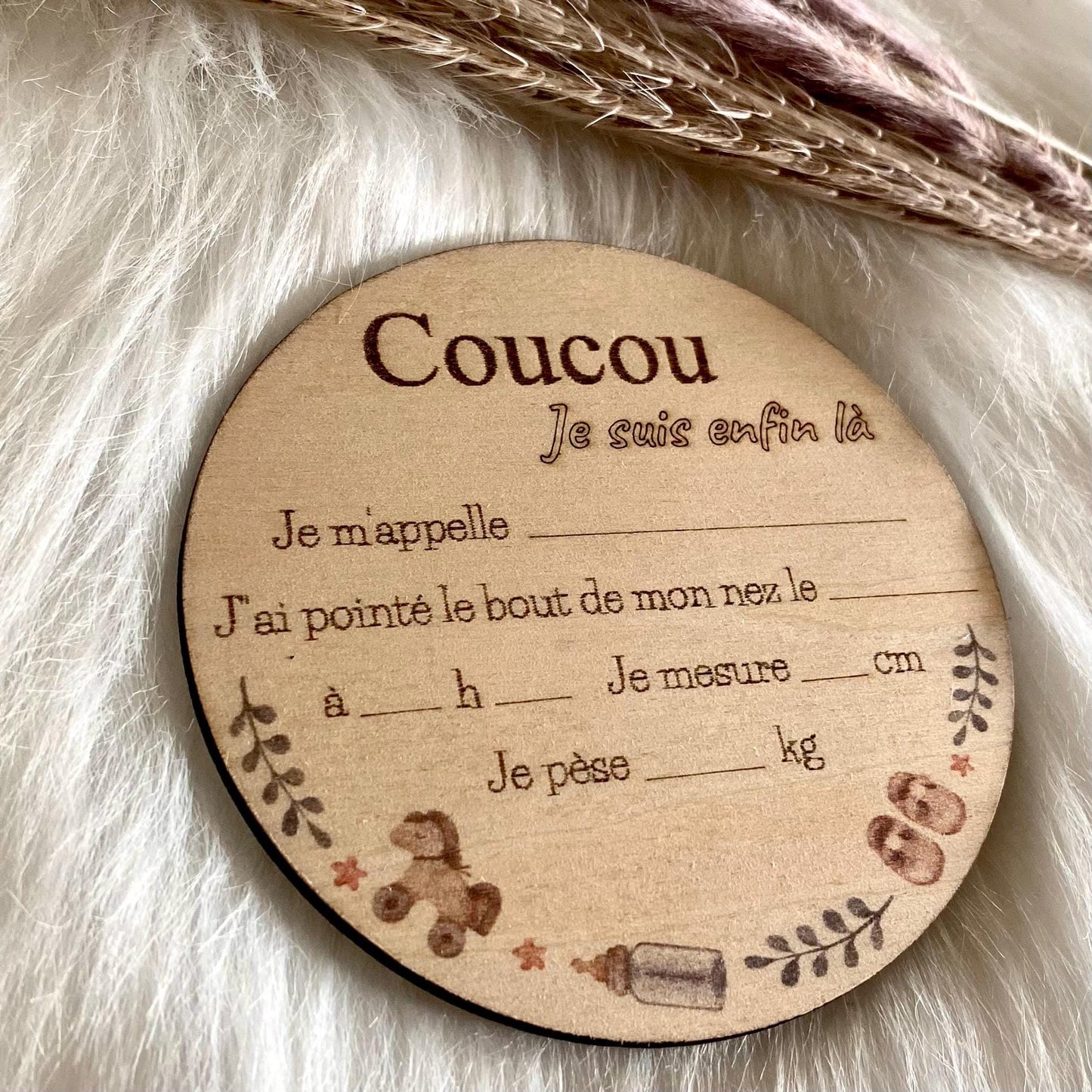 Carte « Bienvenue Bébé » en Bois – Annonce de Naissance Personnalisé