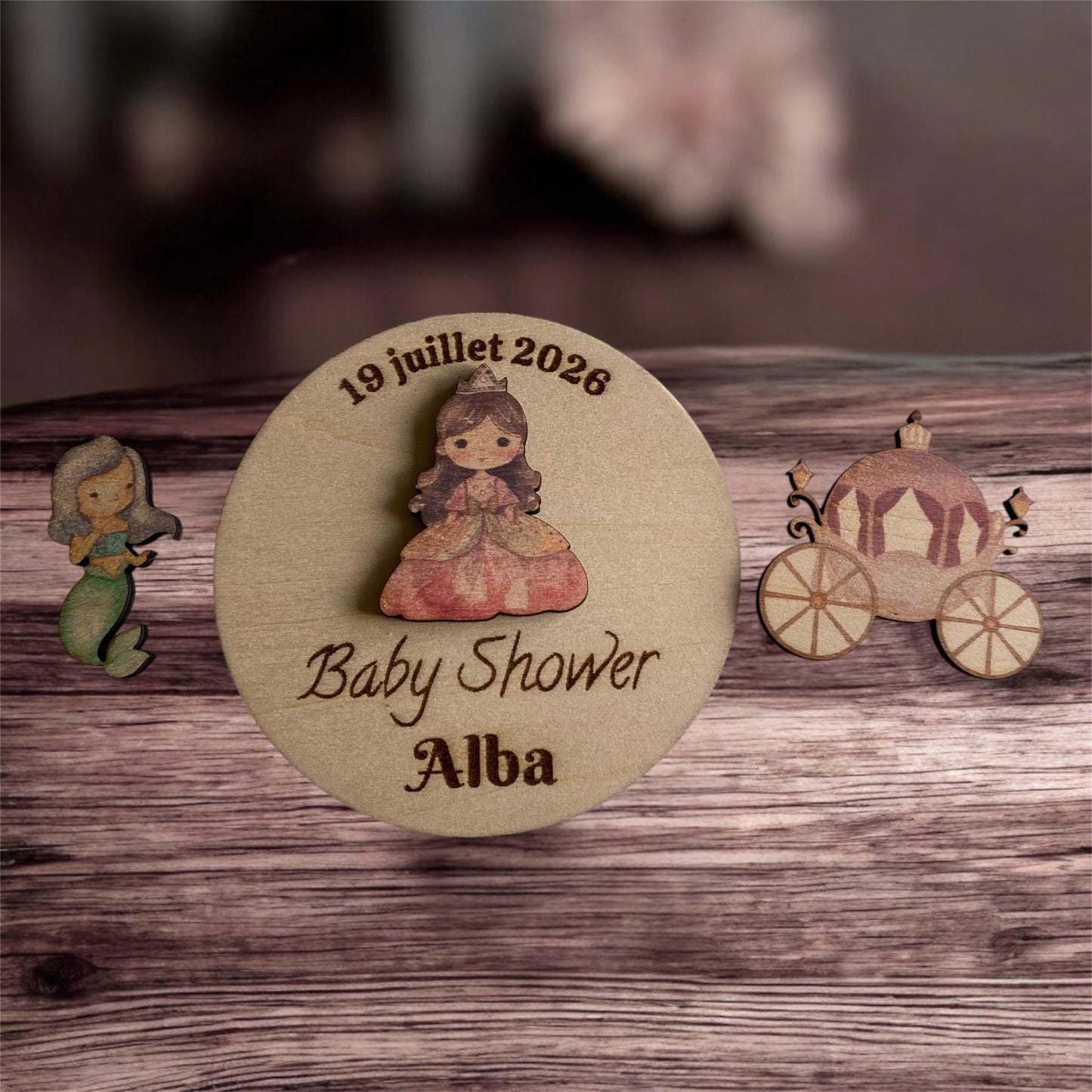 Magnet en Bois Contes & Princesses – Cadeau Invités Fête Enfant