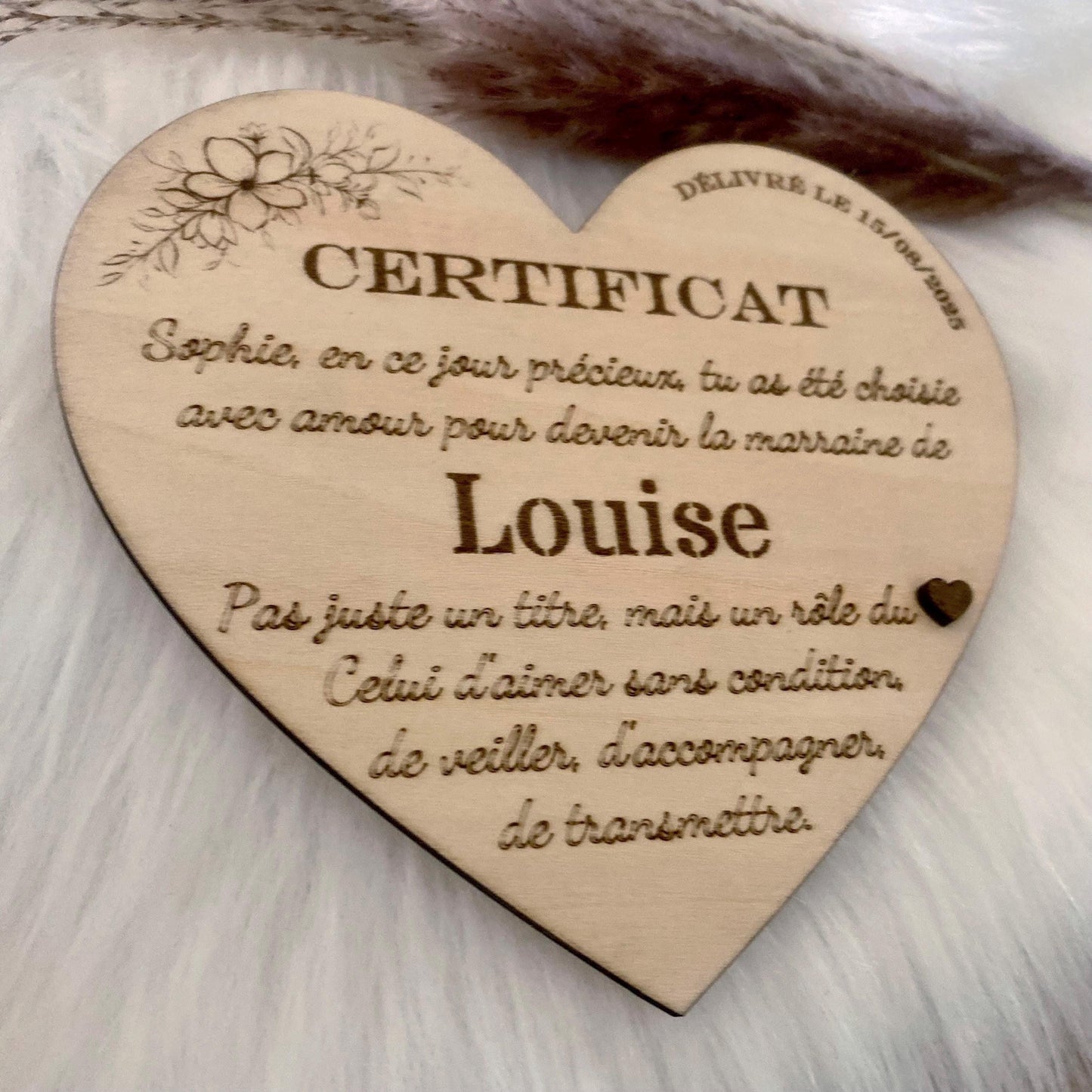 Certificat Marraine Personnalisé – Cadeau Baptême Original