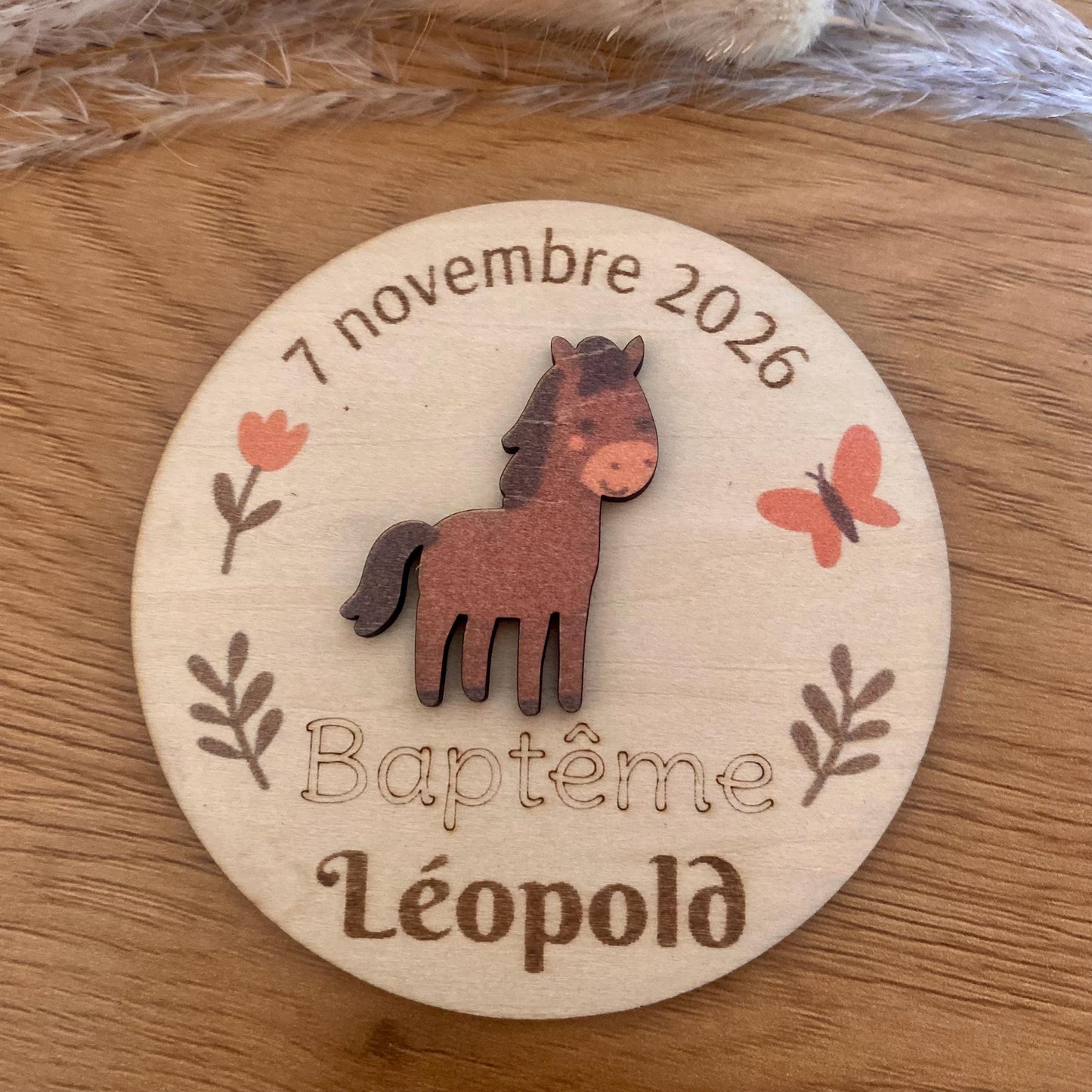 Magnet et marque-place personnalisé en bois – Thème Ferme