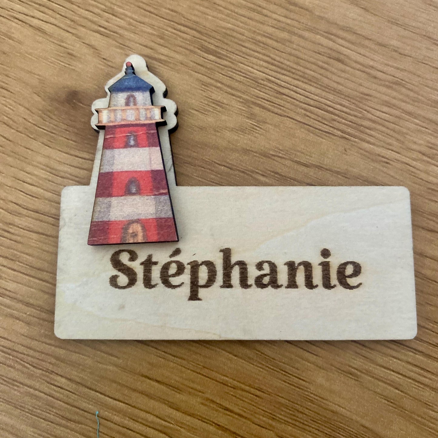 Marque-Place et magnet baptême Marin – Souvenir en Bois Personnalisé