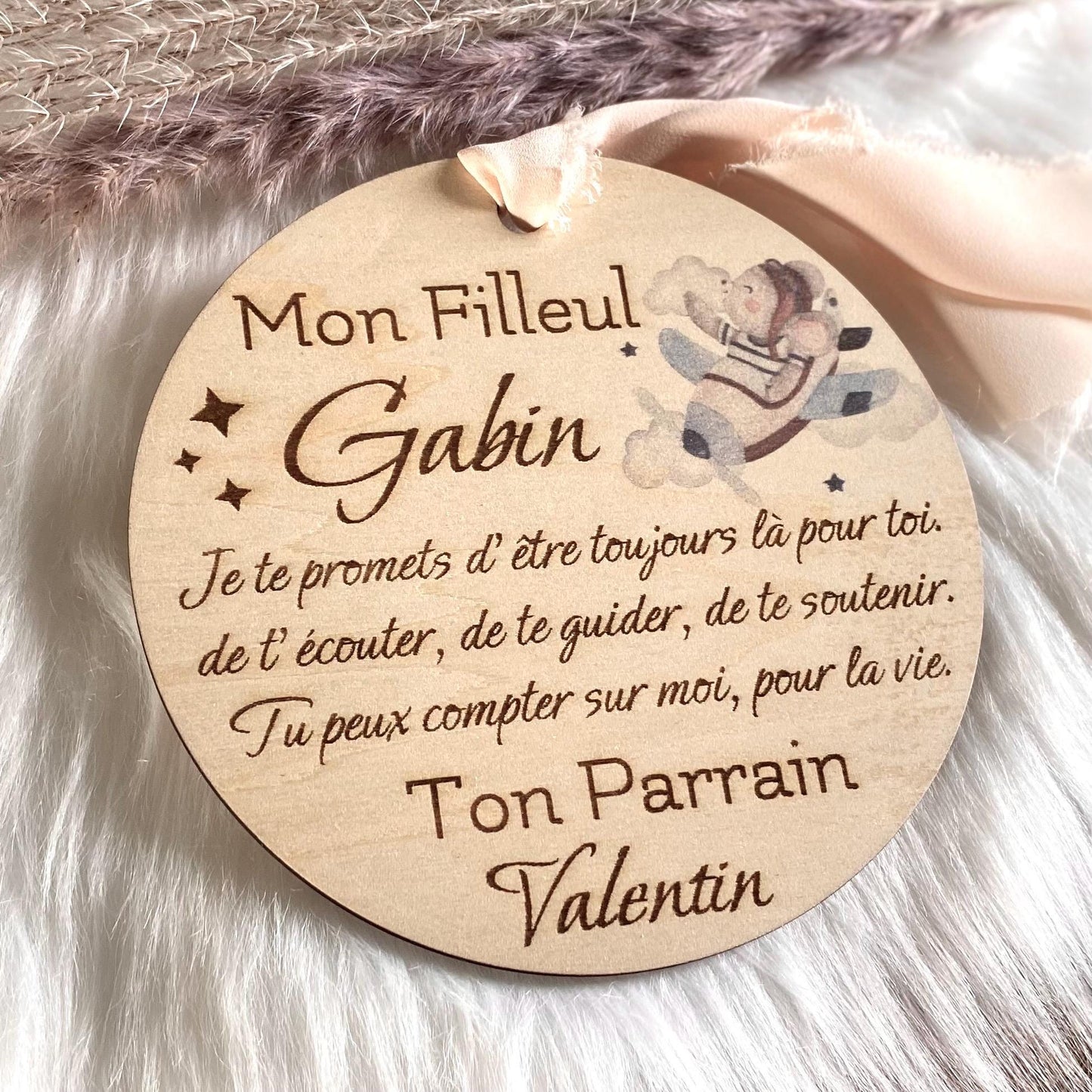 Carte Souvenir en Bois pour Filleule/Filleul – Baptême & Anniversaire