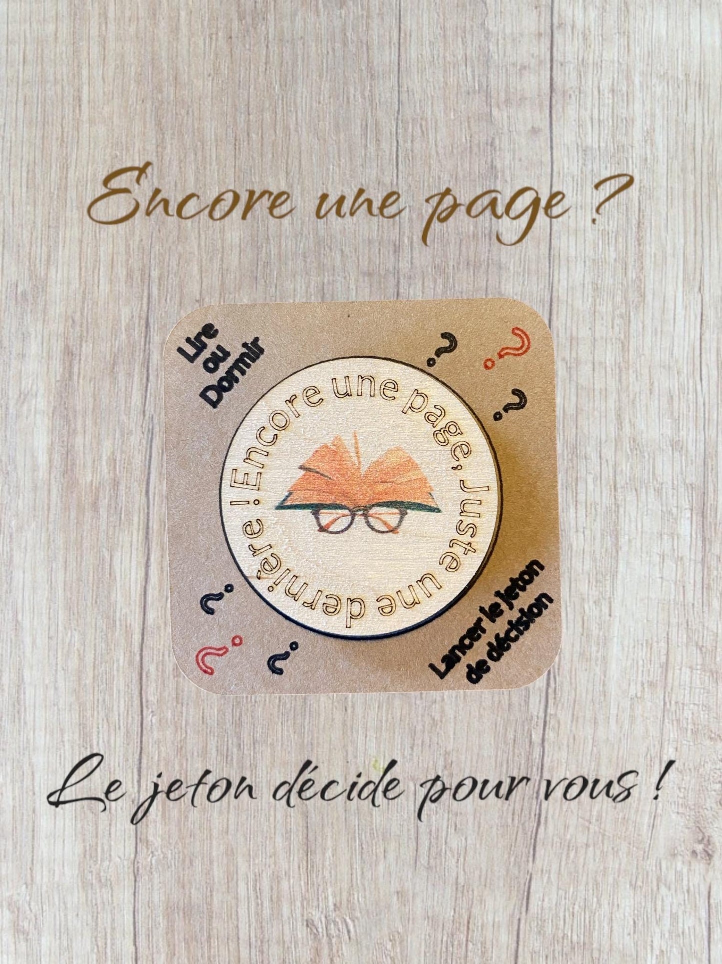 Jeton de Décision Lecture en Bois – Cadeau Original pour Lecteurs