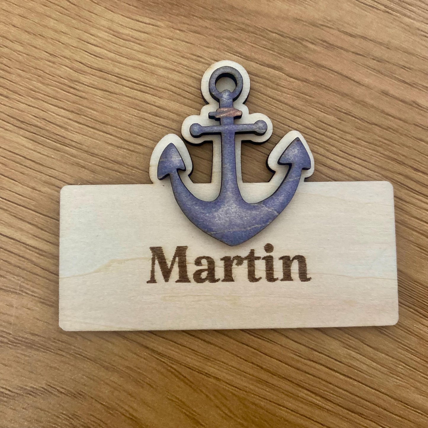 Marque-Place et magnet baptême Marin – Souvenir en Bois Personnalisé