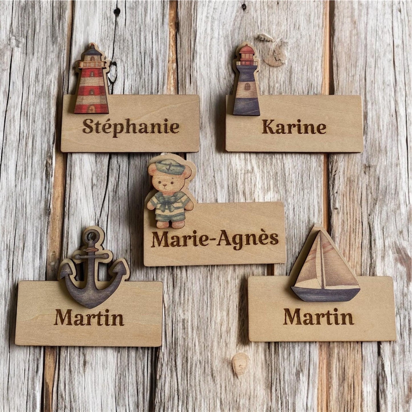 Magnets en Bois Personnalisés – Souvenirs de Baptême & Événements