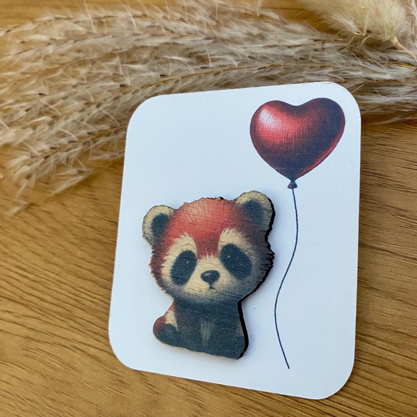 Câlin de poche bois naturel motif panda roux