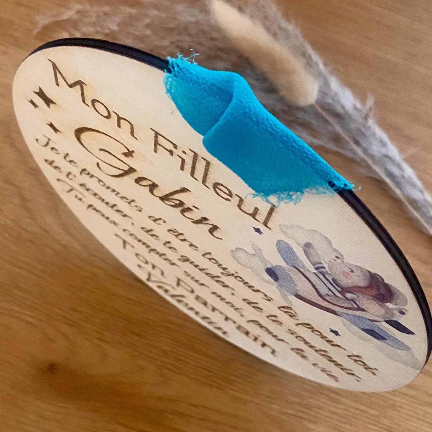 Carte Souvenir en Bois pour Filleule/Filleul – Baptême & Anniversaire