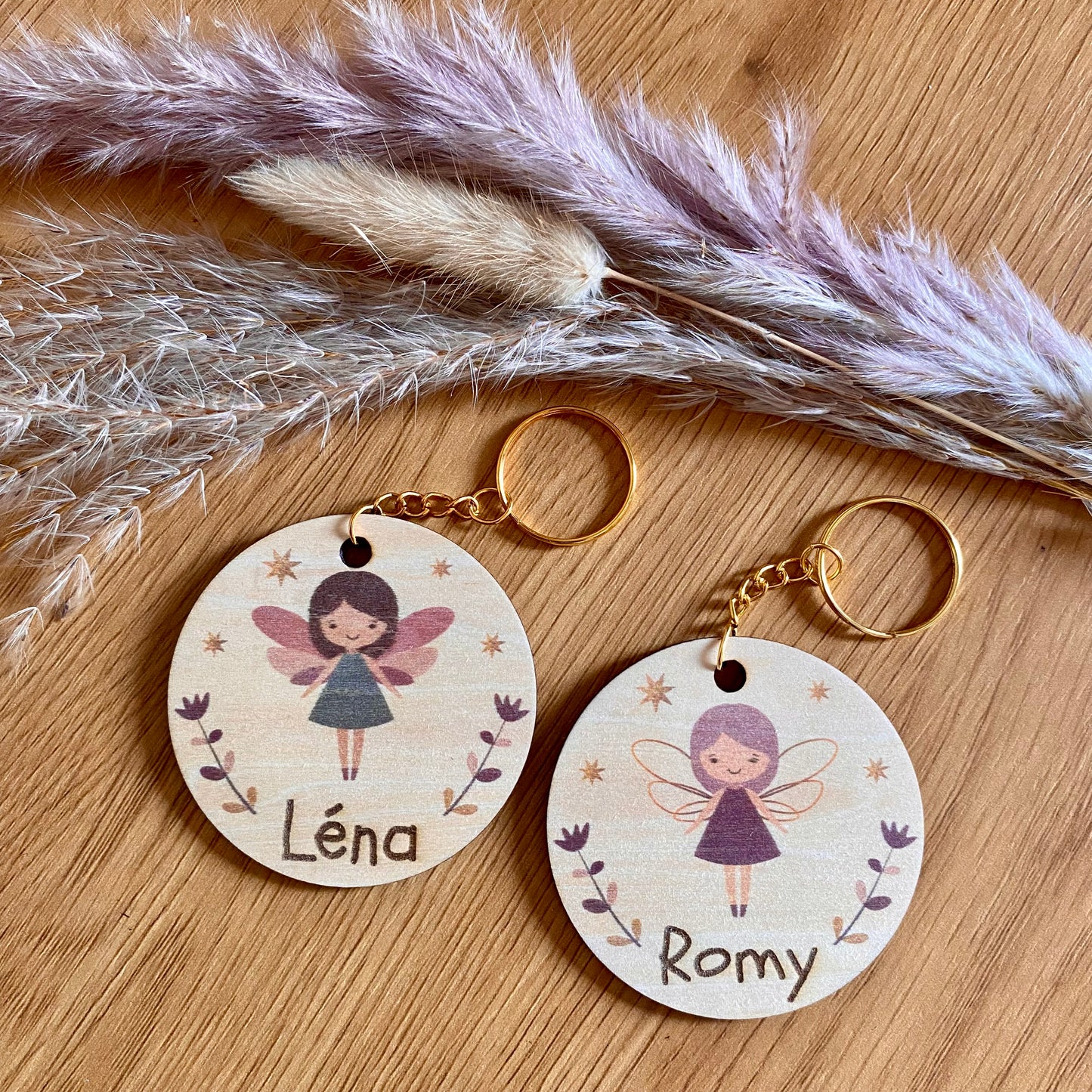 Porte-clés Bois Personnalisé Fée — Bijou de Cartable & Sac Enfant