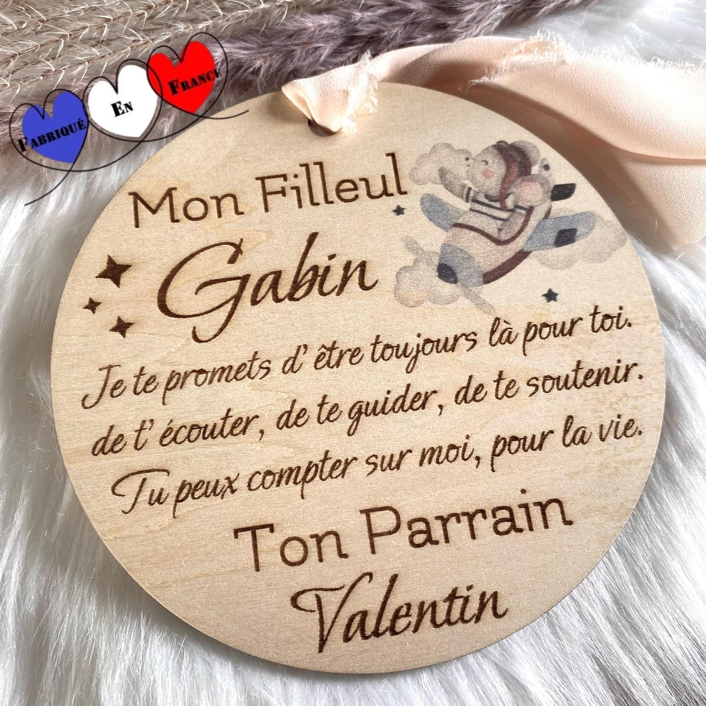 Carte Souvenir en Bois pour Filleule/Filleul – Baptême & Anniversaire