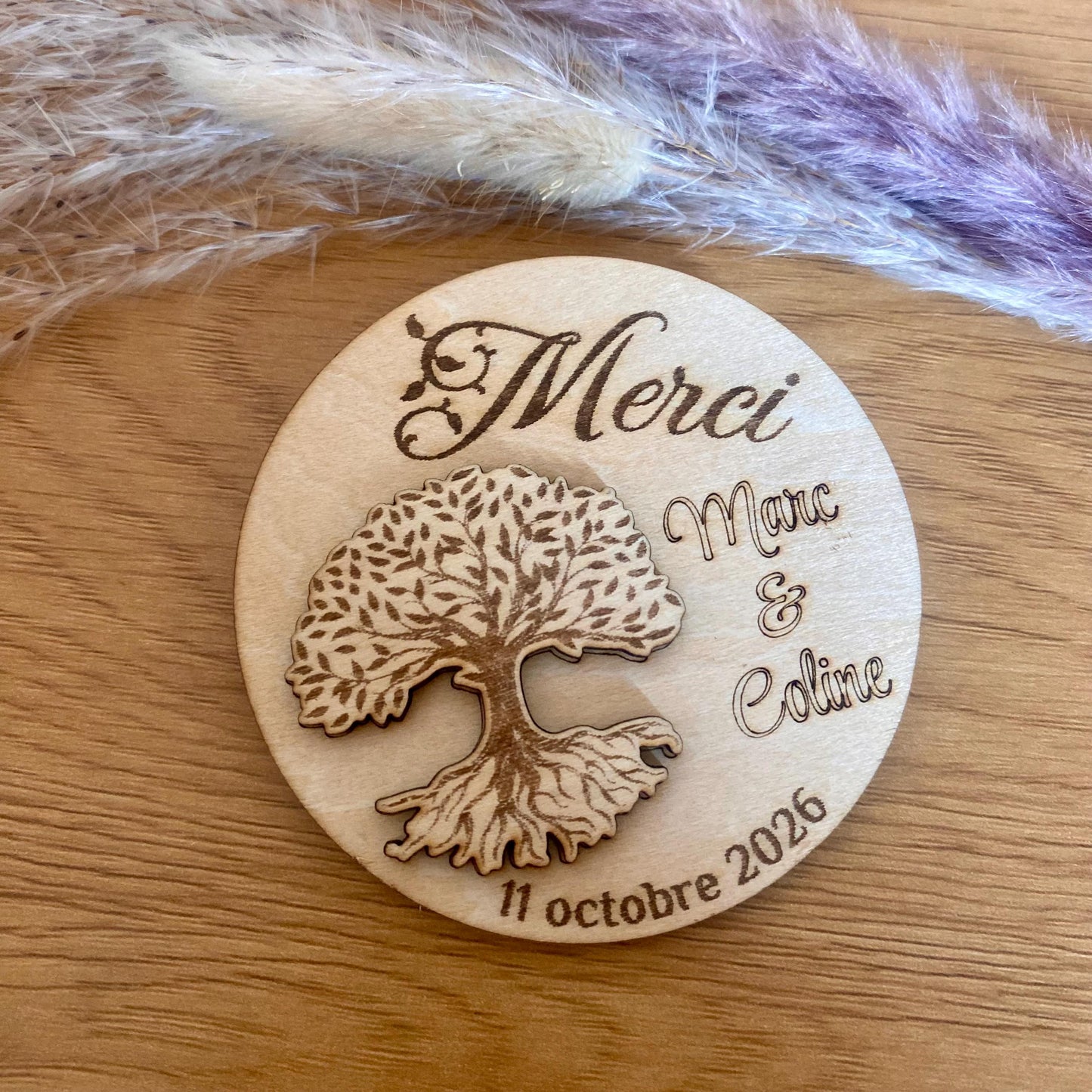 cadeau invité mariage magnet en bois