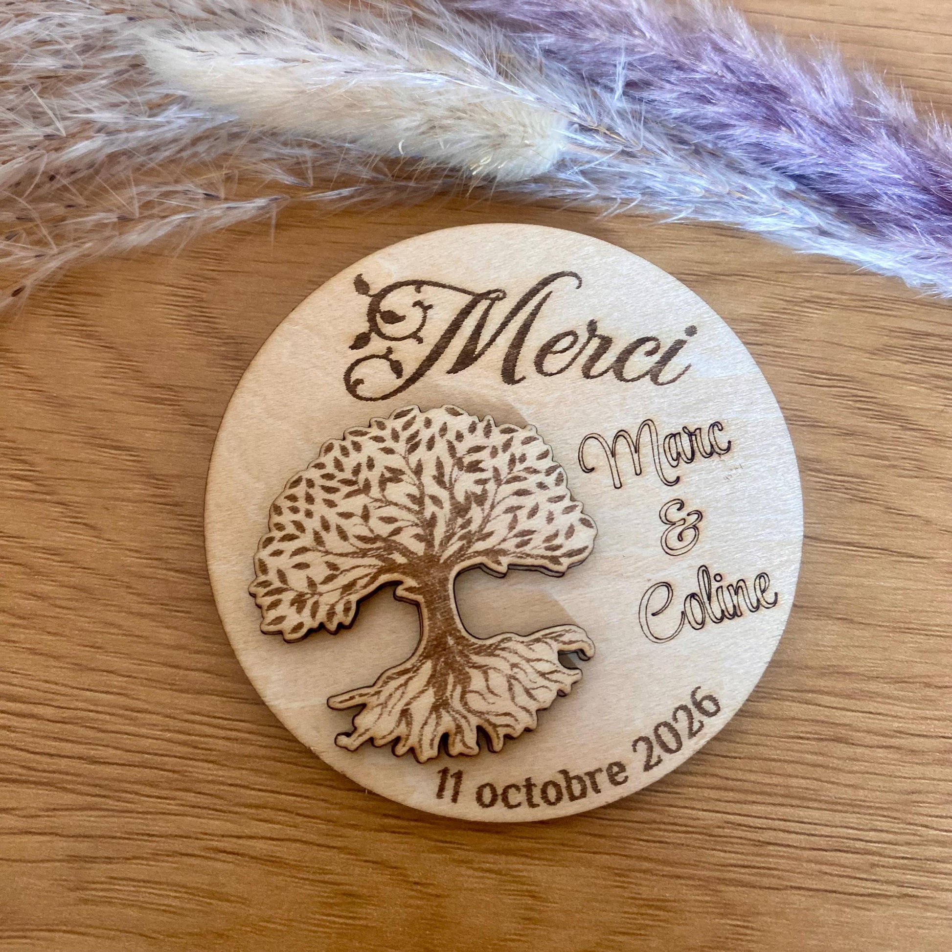 cadeau invité mariage magnet en bois